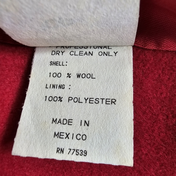 Rare Stephanie Mathews Dark Red 100% Wool Trench Coat Size 10P - Picture 5 of 13